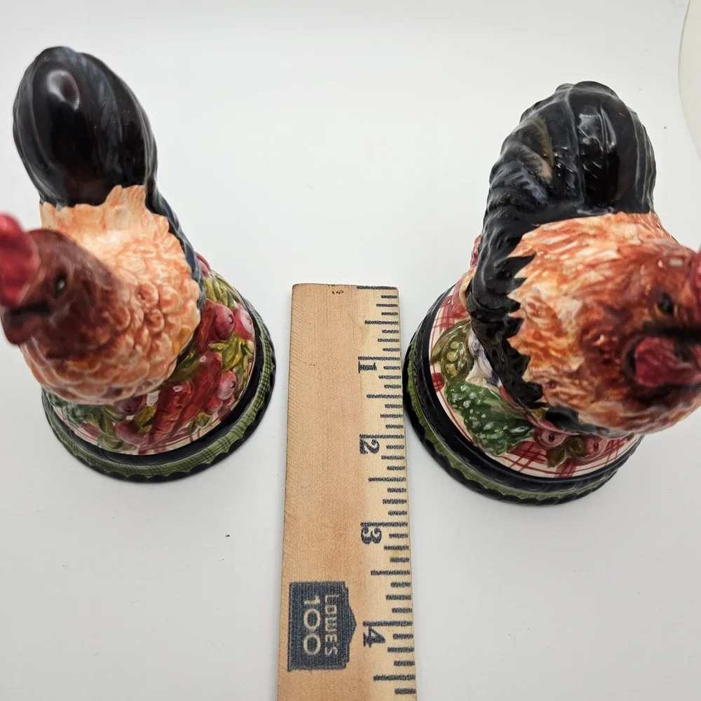 Ceramic Rooster & Hen Salt and Pepper‎ Shakers Farmhouse Country Kitchen Decor